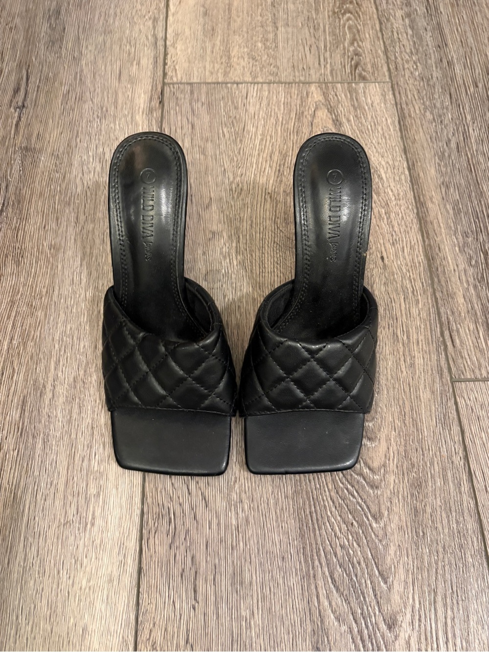 Wild Diva Quilted Black Slide Sandals - Women's Fashion Mule